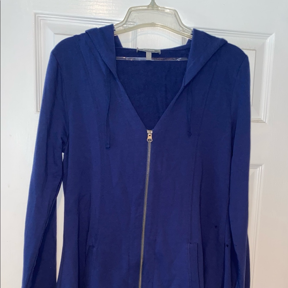 Blue skirted hoodie by Neiman Marcus.  Comfy